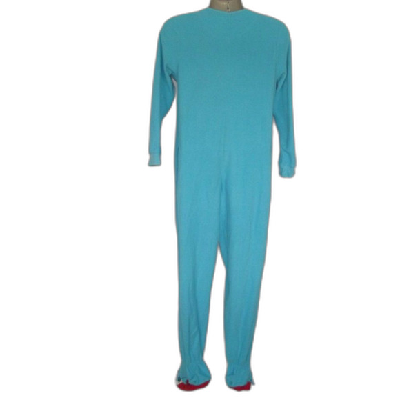 NICK & NORA Footie Pajamas/Union Suit, S, SHARK, Aqua Blue, Long sleeve, Zipper - Picture 4 of 14